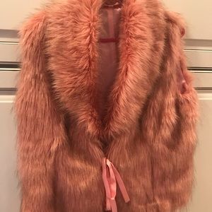 Pink fur vest NWOT Montanco designer boho sz M